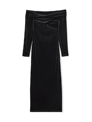 AllSaints Black Delta Velvet Dress - Image 8 of 8