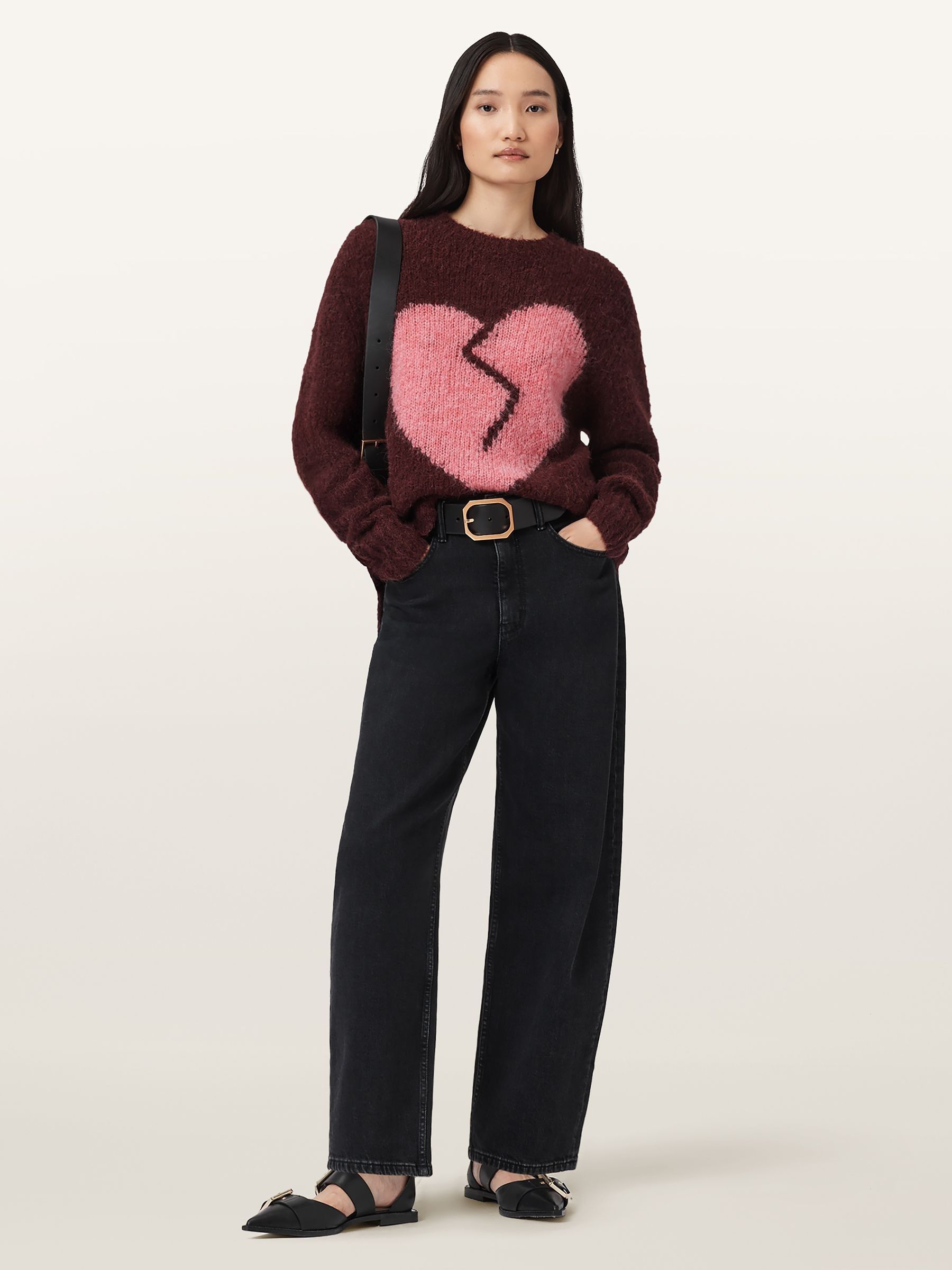 Buy AllSaints Red Luvheart Crew Neck Jumper from the Next UK