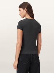 AllSaints Black Burnout Stevie T-Shirt - Image 4 of 6