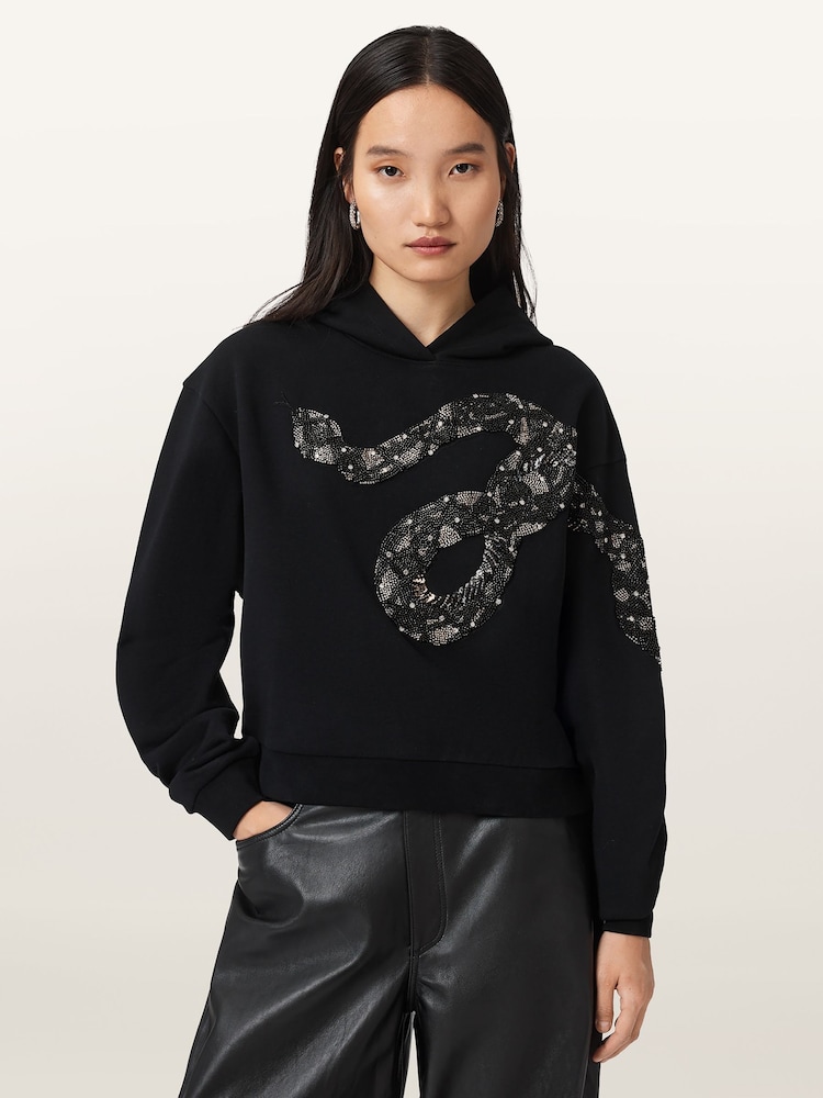 AllSaints Black Alenka Pippa Hoodie - Image 1 of 7