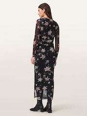 AllSaints Brown Caia Mesh Dress - Image 2 of 7