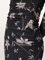 AllSaints Brown Caia Mesh Dress - Image 5 of 7