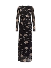 AllSaints Brown Caia Mesh Dress - Image 7 of 7
