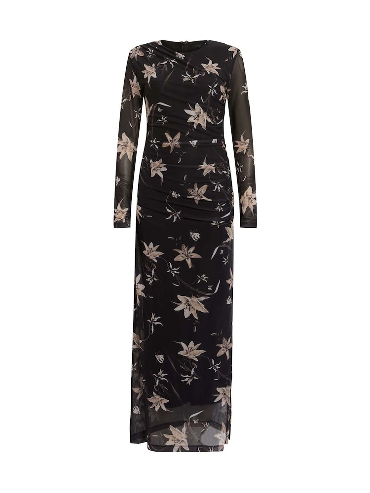 AllSaints Brown Caia Mesh Dress - Image 7 of 7