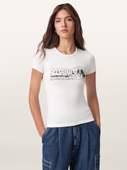 AllSaints White Burnout Stevie T-Shirt - Image 1 of 8