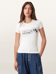 AllSaints White Burnout Stevie T-Shirt - Image 5 of 8