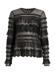 AllSaints Black Arlea Tulle Top - Image 9 of 9