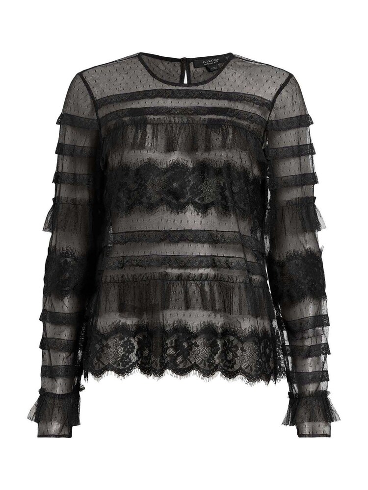 AllSaints Black Arlea Tulle Top - Image 9 of 9