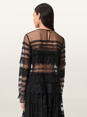 AllSaints Black Arlea Tulle Top - Image 1 of 9