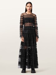 AllSaints Black Arlea Tulle Top - Image 2 of 9