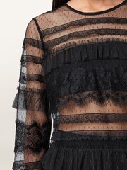 AllSaints Black Arlea Tulle Top - Image 6 of 9