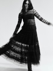 AllSaints Black Arlea Tulle Top - Image 8 of 9