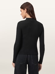 AllSaints Black Rina Long Sleeve Roll Neck T-Shirt - Image 2 of 7