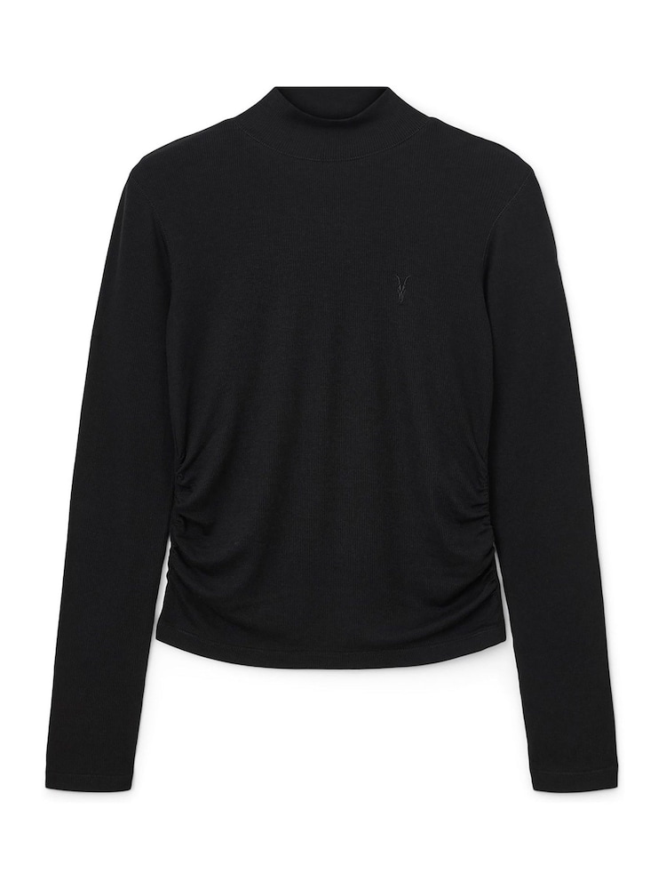 AllSaints Black Rina Long Sleeve Roll Neck T-Shirt - Image 7 of 7