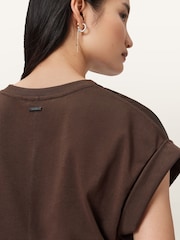AllSaints Brown Mira Satin T-Shirt - Image 6 of 7