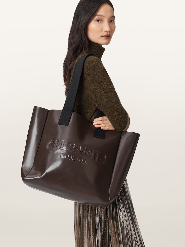 AllSaints Brown Izzy Leather Tote Bag - Image 6 of 6