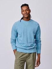Aubin Blue Garsdale Slub Crew Neck Sweatshirt - Image 1 of 5