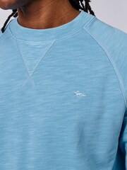 Aubin Blue Garsdale Slub Crew Neck Sweatshirt - Image 4 of 5
