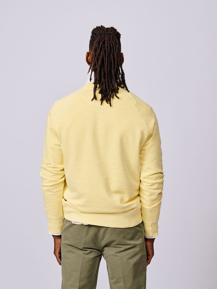 Aubin Yellow Garsdale Slub Crew Neck Sweatshirt - Bilde 2 av 5