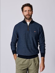 Aubin Blue Bonby Zip Neck Jumper - Image 1 of 7