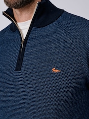 Aubin Blue Bonby Zip Neck Jumper - Image 4 of 7