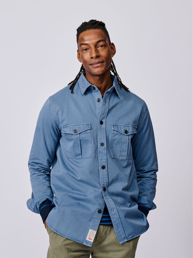 Aubin Blue Cole Twill Overshirt - Image 1 of 6