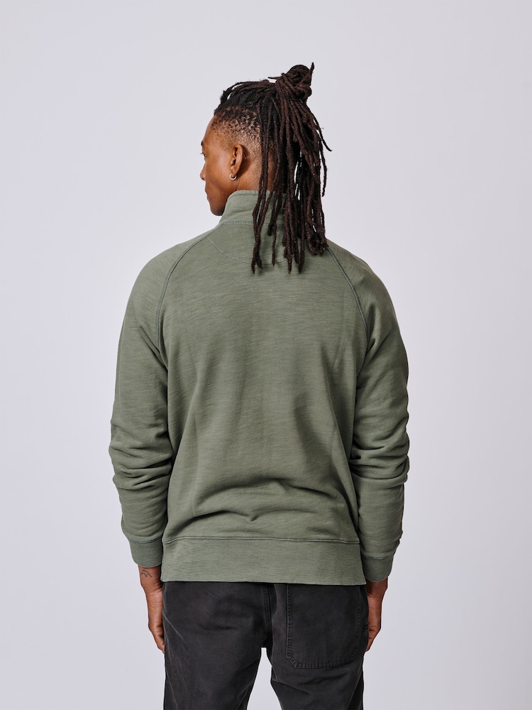 Aubin Green Castleton Slub Zip Neck Sweatshirt - Image 2 of 6