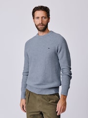Aubin Blue Norton Textured Crew Neck Jumper - Imaginea 1 din 6