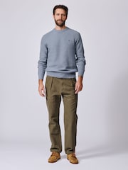 Aubin Blue Norton Textured Crew Neck Jumper - Imaginea 3 din 6