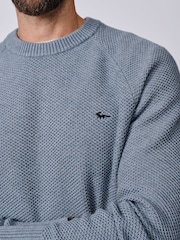 Aubin Blue Norton Textured Crew Neck Jumper - Imaginea 4 din 6