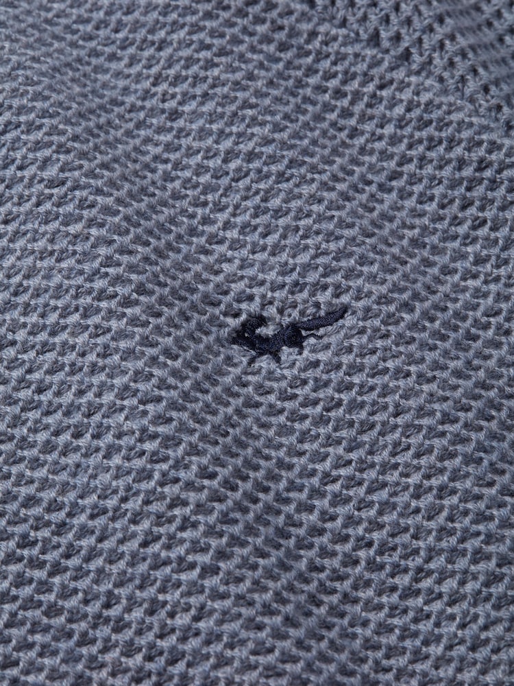 Aubin Blue Norton Textured Crew Neck Jumper - Imaginea 6 din 6