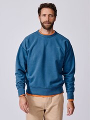 Aubin Blue Brandon Crew Neck Sweat Top - Image 1 of 6