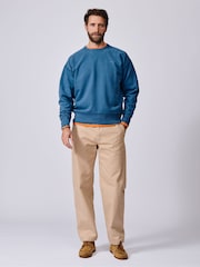 Aubin Blue Brandon Crew Neck Sweat Top - Image 3 of 6