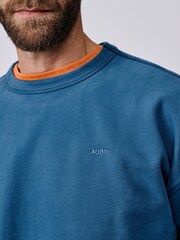 Aubin Blue Brandon Crew Neck Sweat Top - Image 4 of 6