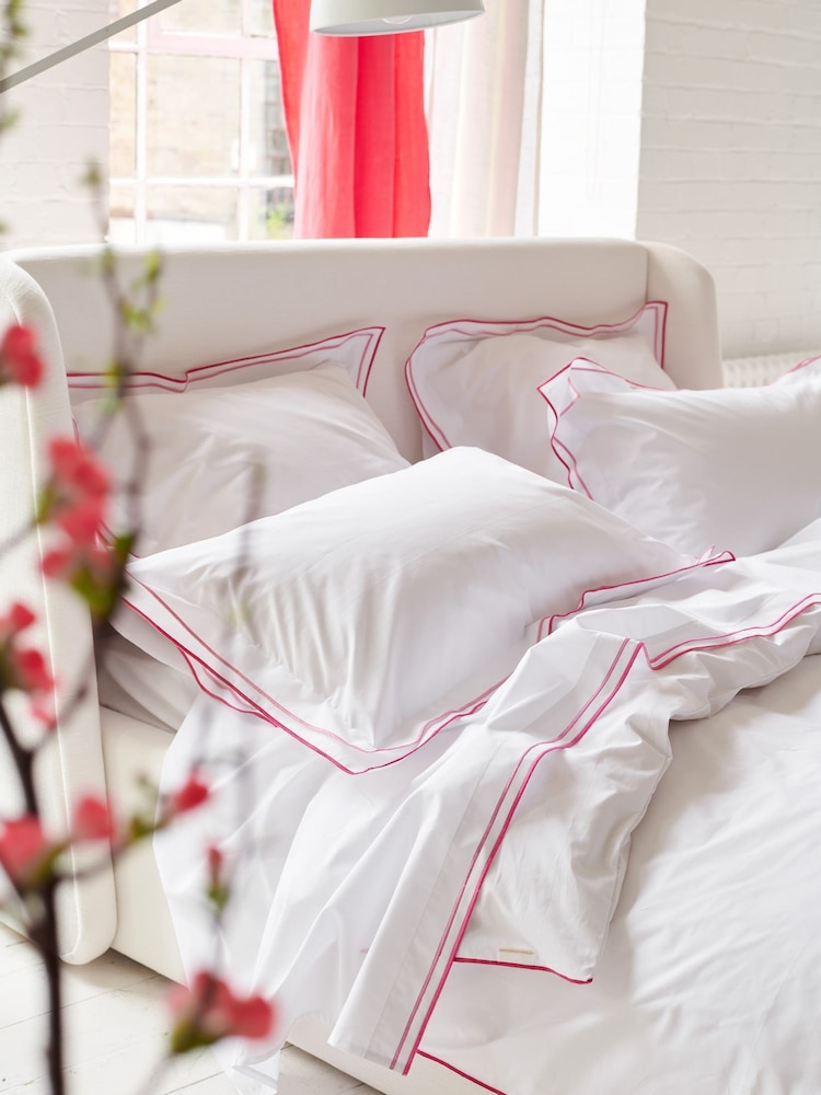 Designers Guild Fuchsia Pink Astor 400 Thread Count Flat Sheet - Image 1 of 3 Designers Guild Fuchsia Pink Astor 400 Thread Count Flat Sheet - Image 1 of 3