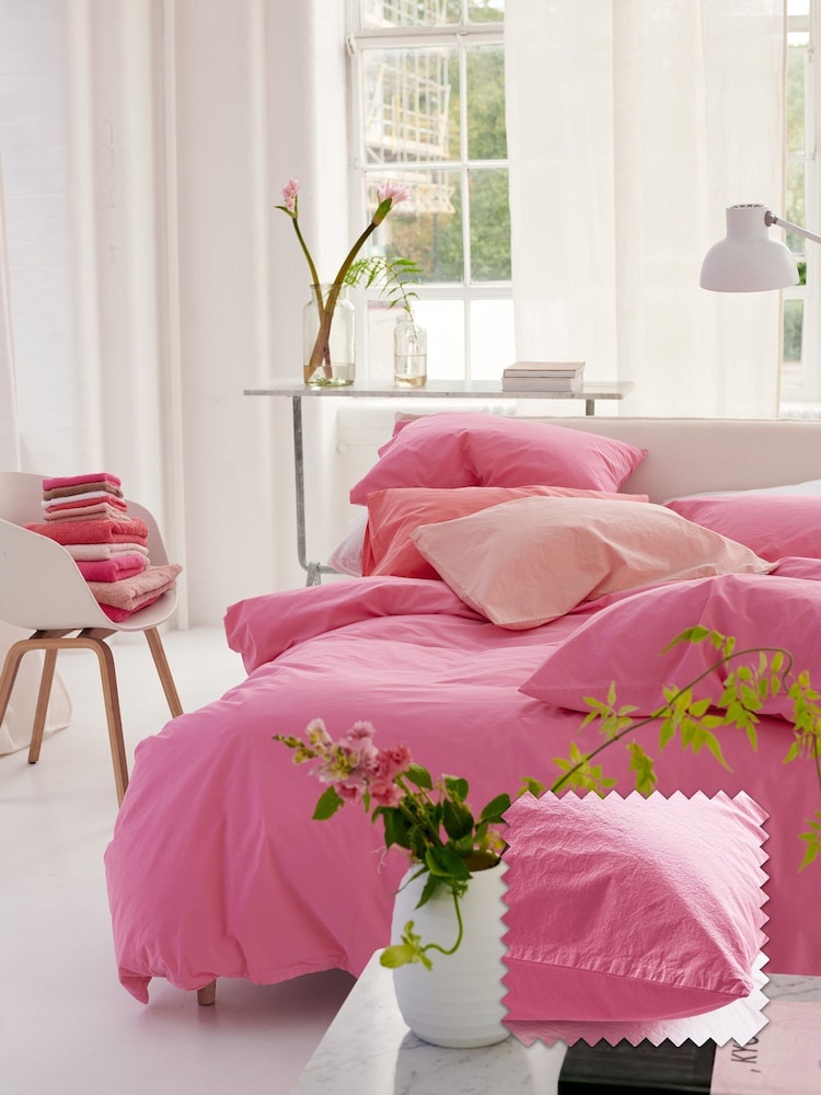 Designers Guild Fuchsia Pink Loweswater 300 Thread Count Duvet Cover and Pillowcase Set - Image 1 of 3 Designers Guild Fuchsia Pink Loweswater 300 Thread Count Duvet Cover and Pillowcase Set - Image 1 of 3