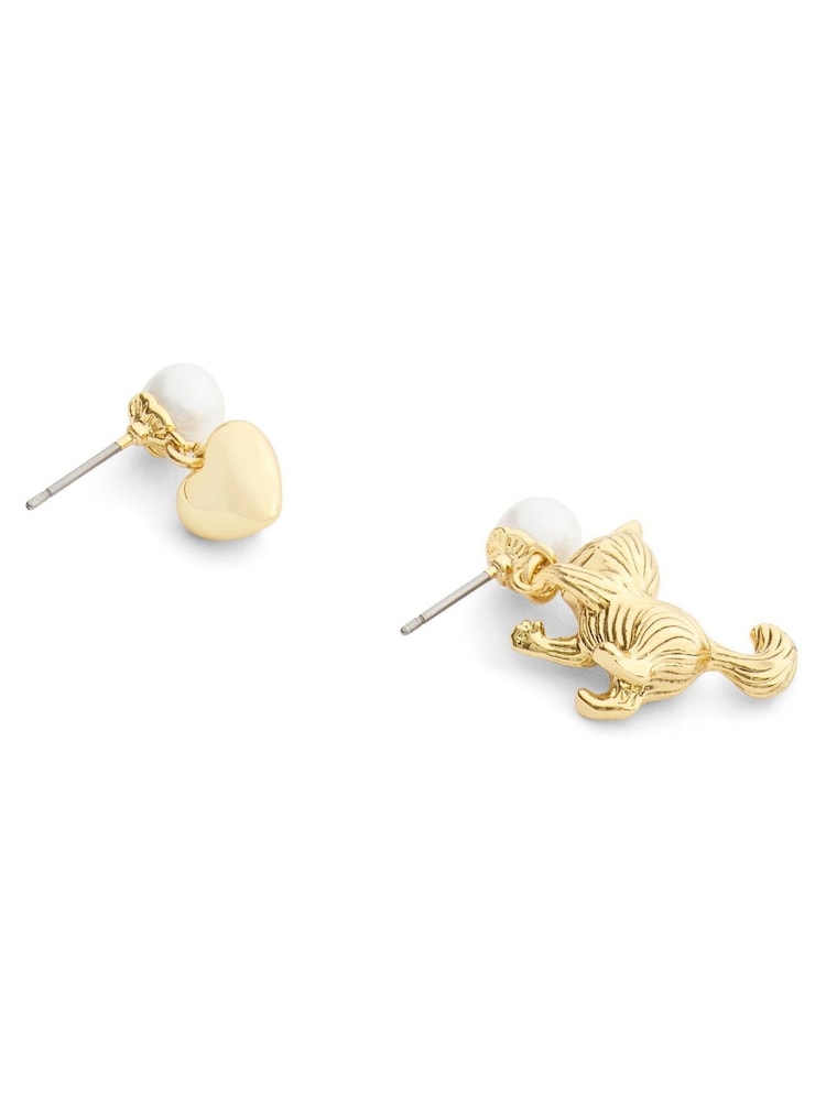 COACH Gold Tone Signature C Cat Pearl Earrings - Image 2 of 3 COACH Gold Tone Signature C Cat Pearl Earrings - Image 2 of 3