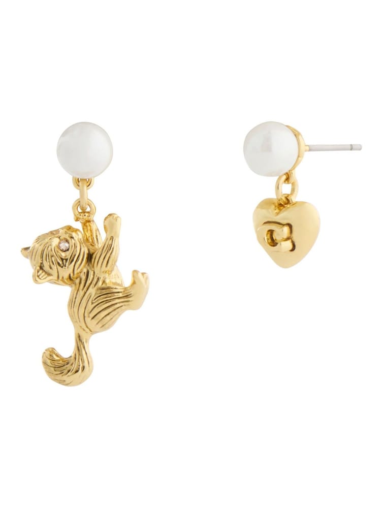 COACH Gold Tone Signature C Cat Pearl Earrings - Image 3 of 3 COACH Gold Tone Signature C Cat Pearl Earrings - Image 3 of 3