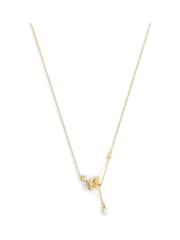 COACH Gold Tone Signature Cat Pearl Pendant Necklace - Image 2 of 4
