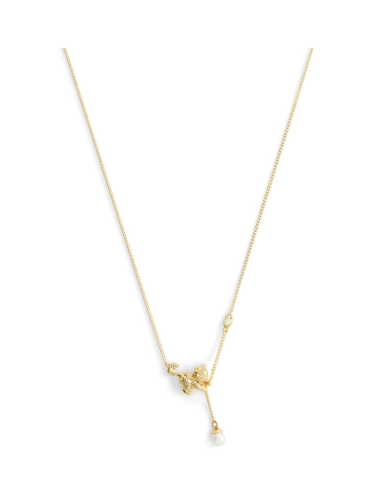 COACH Gold Tone Signature Cat Pearl Pendant Necklace - Image 2 of 4 COACH Gold Tone Signature Cat Pearl Pendant Necklace - Image 2 of 4