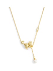 COACH Gold Tone Signature Cat Pearl Pendant Necklace - Image 3 of 4