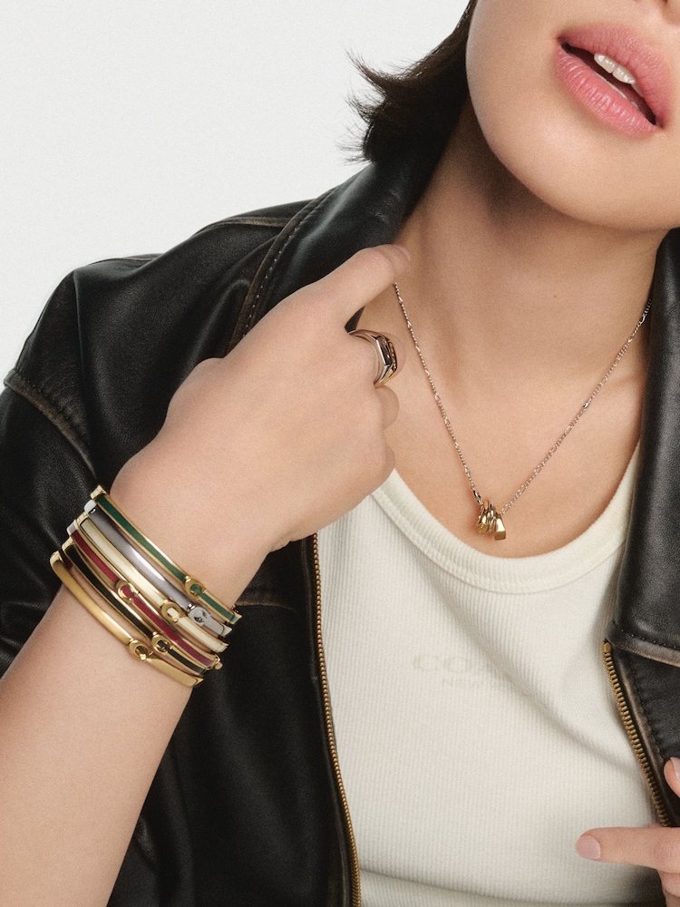 COACH Gold Tone Signature C Bangle Boxed Bracelet - Image 7 of 7