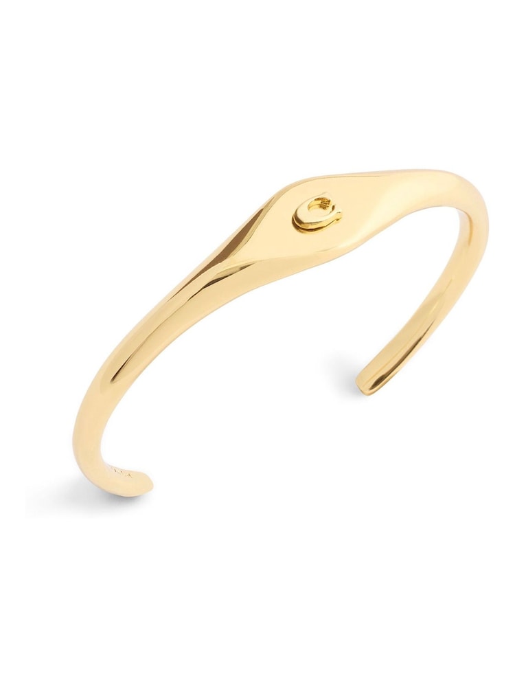 COACH Gold Tone Signature Signet Cuff Bracelet - Image 1 of 3