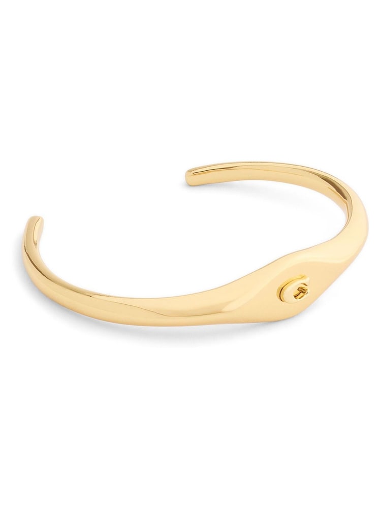 COACH Gold Tone Signature Signet Cuff Bracelet - Image 2 of 3