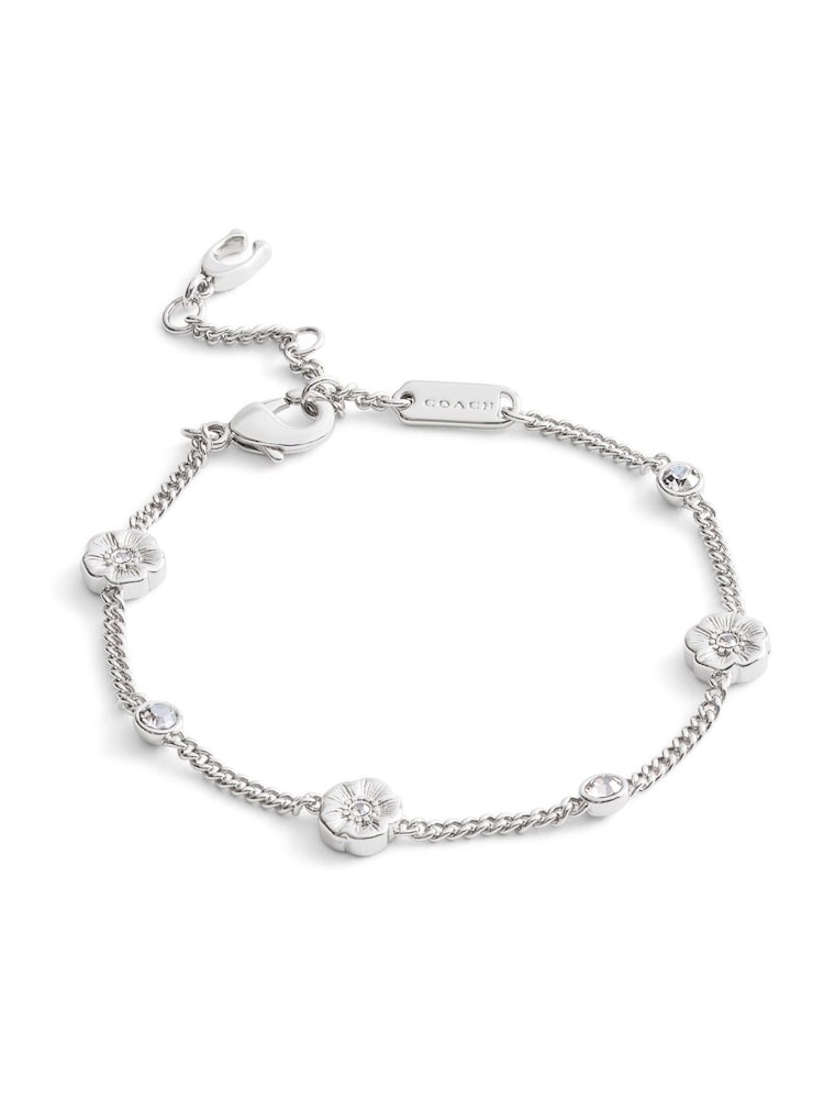 COACH Silver Signature Tea Rose Strand Bracelet - Image 1 of 3 COACH Silver Signature Tea Rose Strand Bracelet - Image 1 of 3