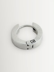 COACH Silver Tone Mens Signature Huggie Earrings - Image 1 of 1
