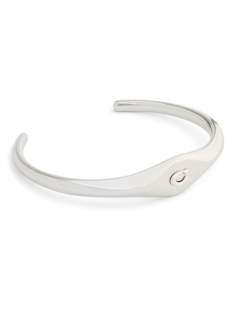 COACH Silver Tone Signature Signet Cuff Bracelet - Image 1 of 3