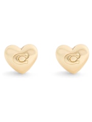 COACH Gold Signature C Heart Stud Earrings - Image 1 of 3