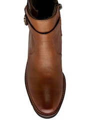 Lotus Brown Leather Wedge Ankle Boots - Image 4 of 4