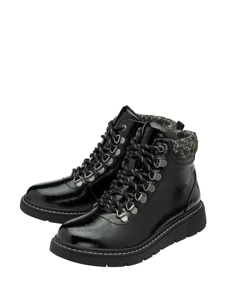 Lotus Black Waterproof Patent Ankle Boots - Image 2 of 4 Lotus Black Waterproof Patent Ankle Boots - Image 2 of 4